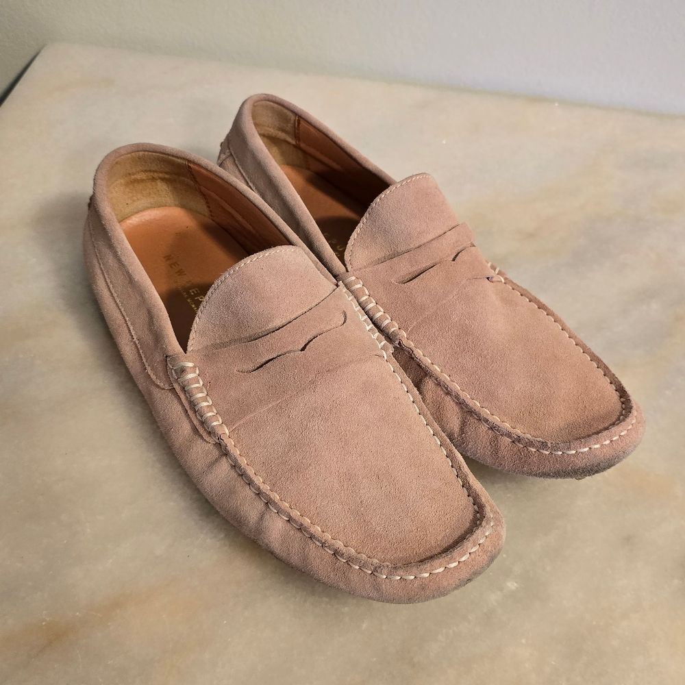 New Republic by Mark McNairy Barclay Dust Pink Suede Driver Loafer Men Size 10.5
